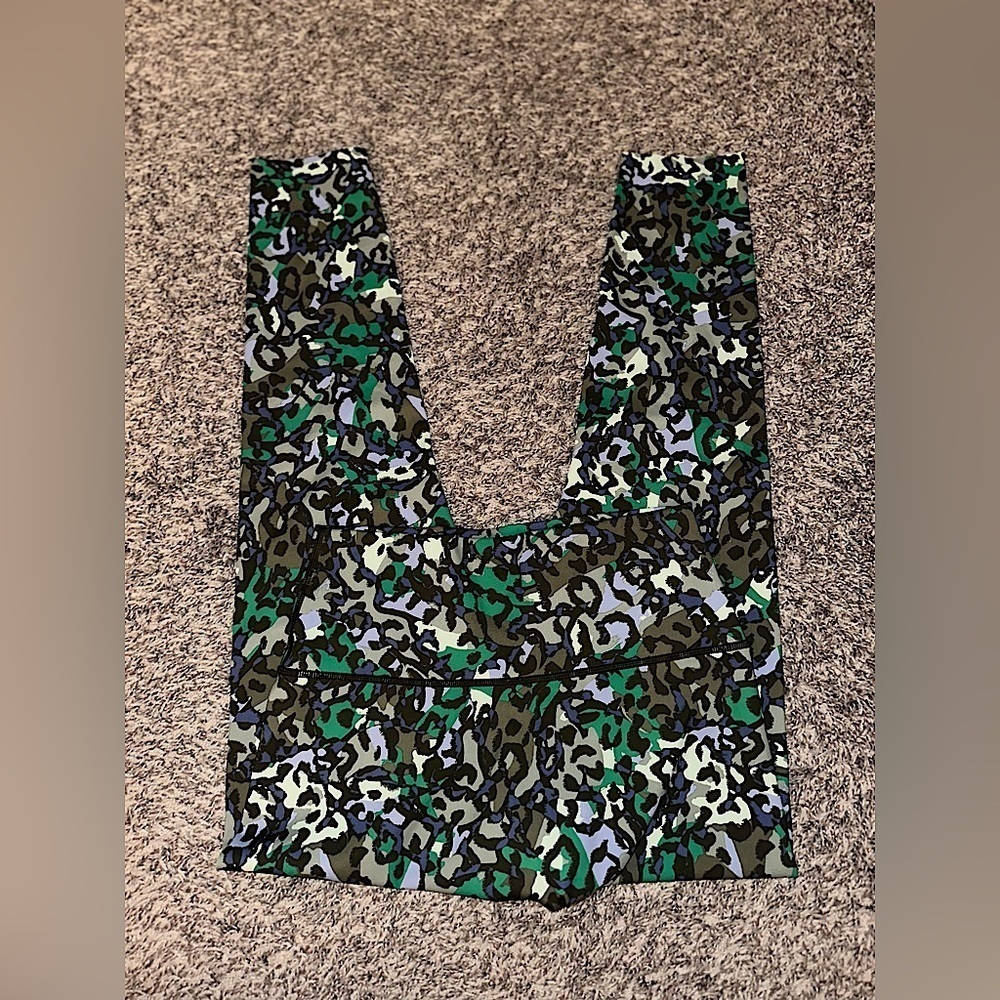 Women’s Offline by Aerie Green Blue Camo Goals 7/8 High Ride Leggings Size Large
